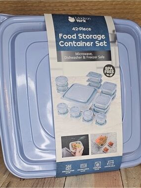 Madison York Light Blue 42-Piece Food Storage Container Set